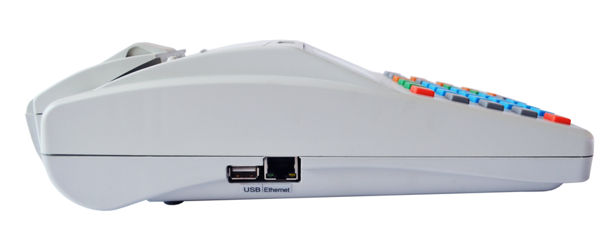 Касовий апарат MG-V545T.02 GSM, Ethernet, з блоком живлення, з портами для підключення сканеру штрих-коду, ваг, банківського (POS) терминалу, грошової скриньки MG-V545T.02 Ethernet GSM