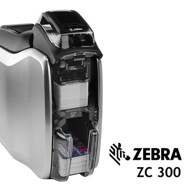 Карточный принтер Zebra ZC300 для односторонней цветной печати пластиковых карт, USB + Ethernet ZC31-000C000EM00