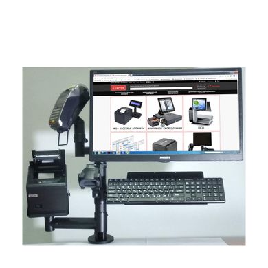 Стійка (12) для кріплення монітору, чекового принтеру, банківського терміналу, клавіатури, сканеру штрих-коду MC1P1BT1K1S1