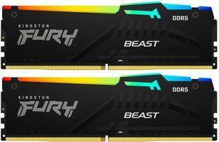 Kingston Пам'ять ПК DDR5 64GB KIT (32GBx2) 5600 FURY Beast RGB KF556C40BBAK2-64